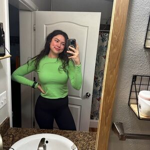 Skims Long Sleeve Crewneck Top - Neon Green